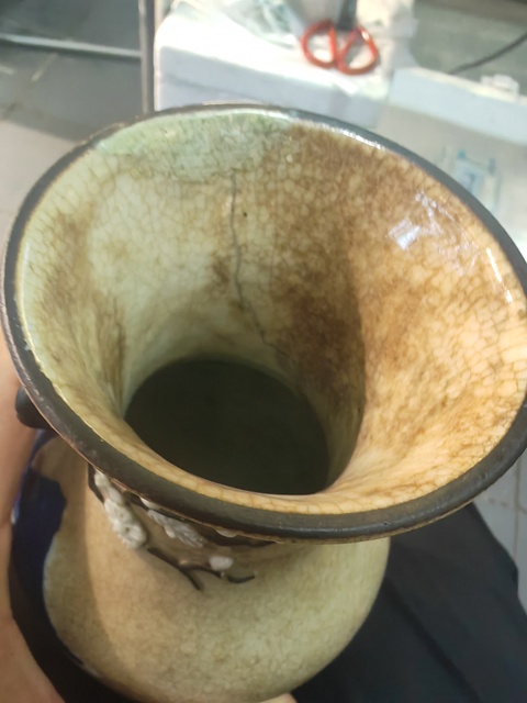 古玩陶瓷哥釉地鐵銹釉青花瓶真品鑒賞圖