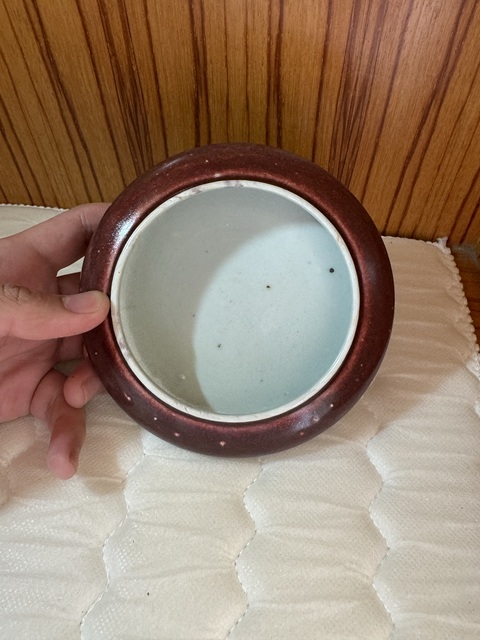 古玩陶瓷晚清·紅釉水盂 真品鑒賞圖
