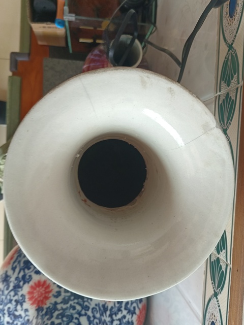 古玩陶瓷民國三娘教子圖雙松葉耳撇口瓶拍賣,當(dāng)前價格900元