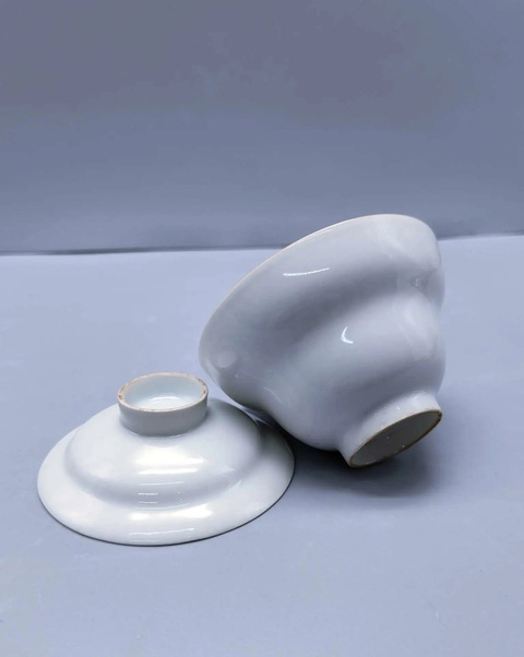 古玩陶瓷白釉蓋碗拍賣,當前價格299元