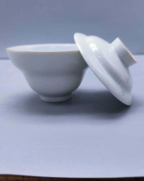 古玩陶瓷白釉蓋碗拍賣,當前價格299元