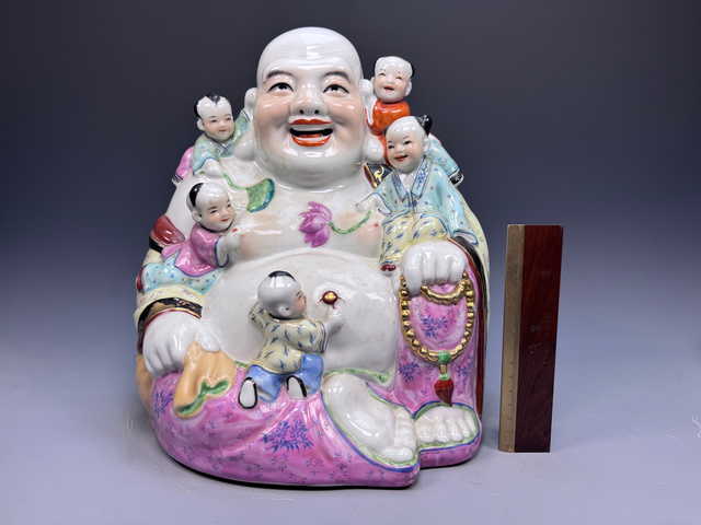 古玩陶瓷民國·粉彩五子鬧佛大造像拍賣，當前價格18888元