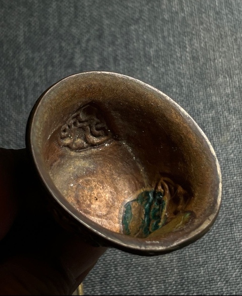 古玩銅器民國(guó)·銀刻花護(hù)法杯真品鑒賞圖