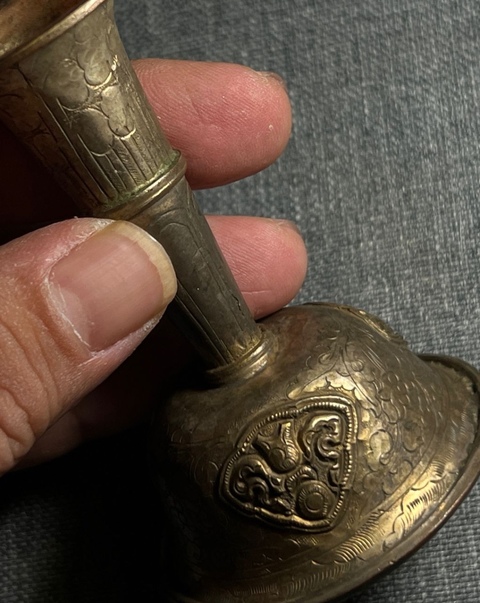 古玩銅器民國(guó)·銀刻花護(hù)法杯真品鑒賞圖