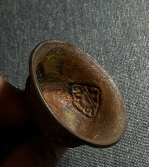古玩銅器民國(guó)·銀刻花護(hù)法杯真品鑒賞圖