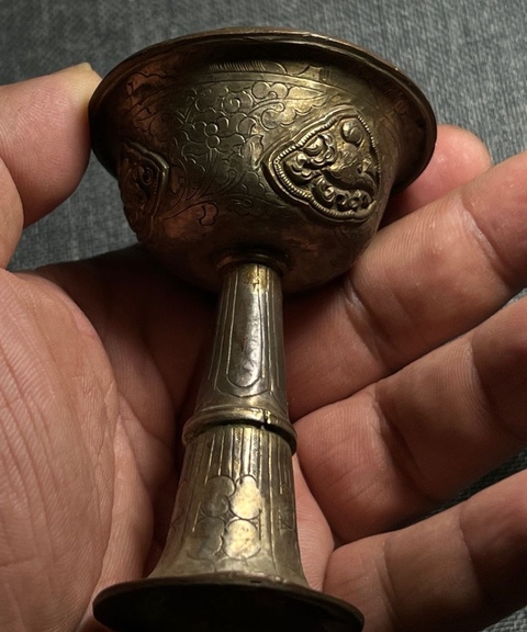 古玩銅器民國(guó)·銀刻花護(hù)法杯真品鑒賞圖