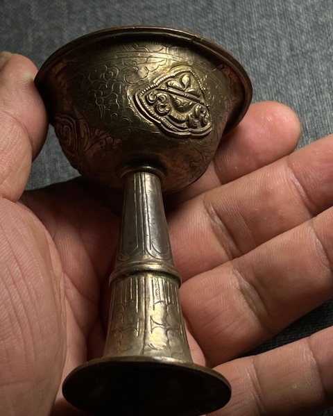 古玩銅器民國(guó)·銀刻花護(hù)法杯真品鑒賞圖