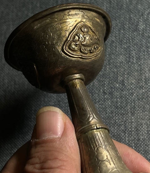 古玩銅器民國(guó)·銀刻花護(hù)法杯真品鑒賞圖
