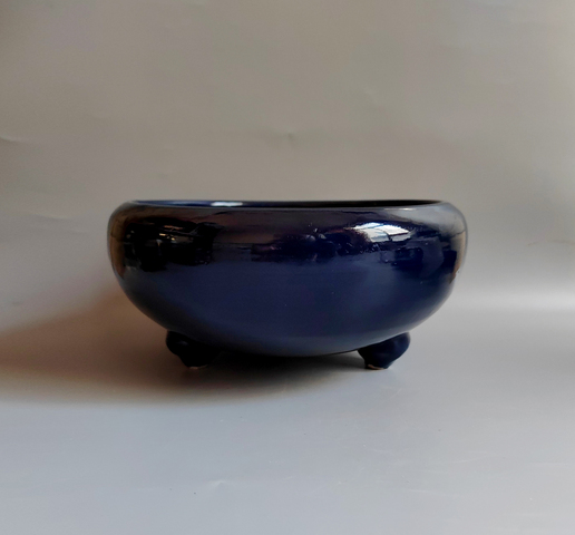 古玩陶瓷清·藍釉三足香爐真品鑒賞圖