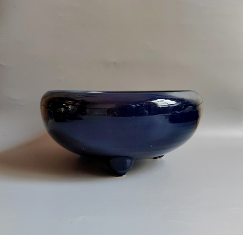 古玩陶瓷清·藍釉三足香爐真品鑒賞圖
