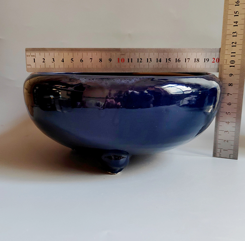 古玩陶瓷清·藍釉三足香爐真品鑒賞圖