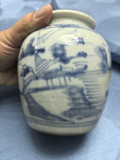 古玩陶瓷山水紋青花罐拍賣，當前價格300元