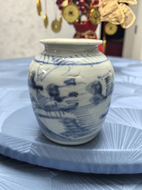 古玩陶瓷山水紋青花罐拍賣，當前價格300元