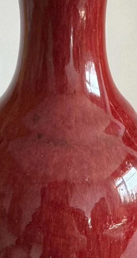 古玩陶瓷郎紅釉蒜頭瓶真品鑒賞圖