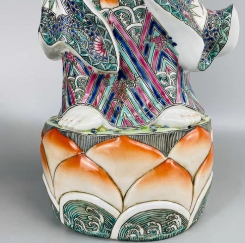 古玩陶瓷粉彩竹子花卉觀音瓶真品鑒賞圖
