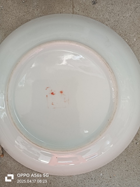 古玩陶瓷胭脂紅粉彩福壽紋盤真品鑒賞圖