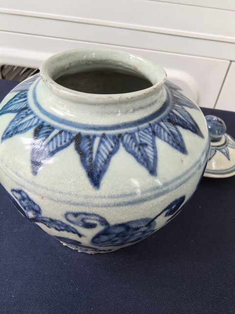 古玩陶瓷明宣德青花花卉紋蓋罐拍賣,當前價格4980元