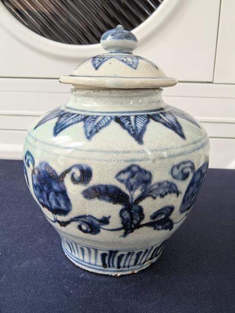 古玩陶瓷明宣德青花花卉紋蓋罐拍賣,當前價格4980元