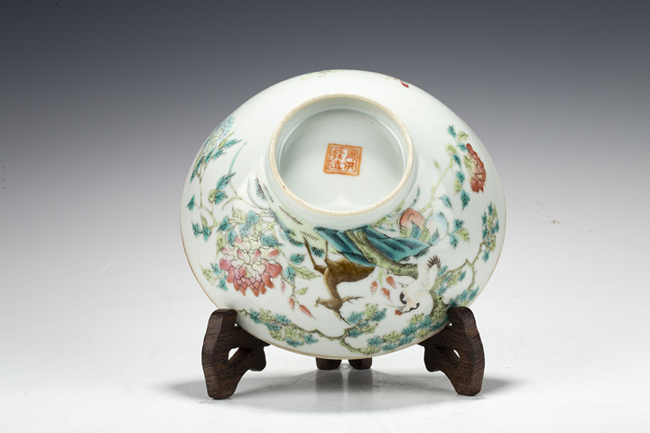 古玩陶瓷晚清·粉彩鶴鹿同春紋碗真品鑒賞圖
