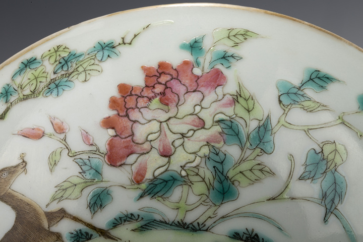 古玩陶瓷晚清·粉彩鶴鹿同春紋碗真品鑒賞圖
