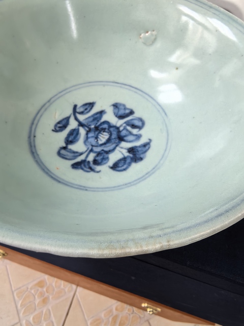 古玩陶瓷明中期青花纏枝花卉紋大碗拍賣，當前價格2980元