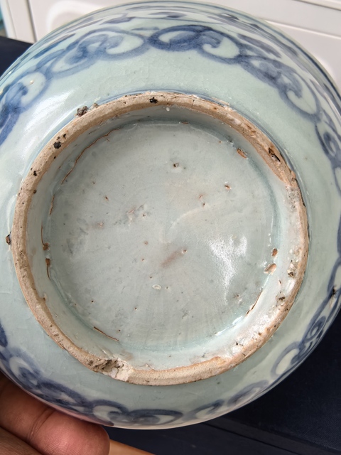 古玩陶瓷明中期青花纏枝花卉紋大碗拍賣，當前價格2980元
