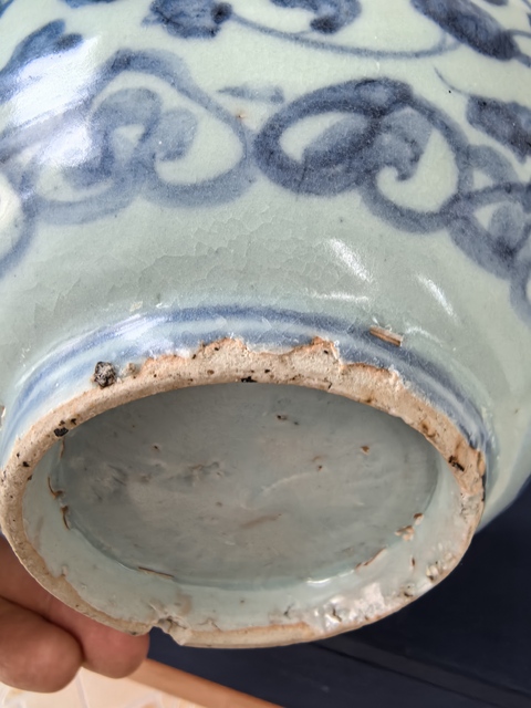 古玩陶瓷明中期青花纏枝花卉紋大碗拍賣，當前價格2980元