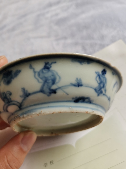 古玩陶瓷明中成弘人物青花盤真品鑒賞圖
