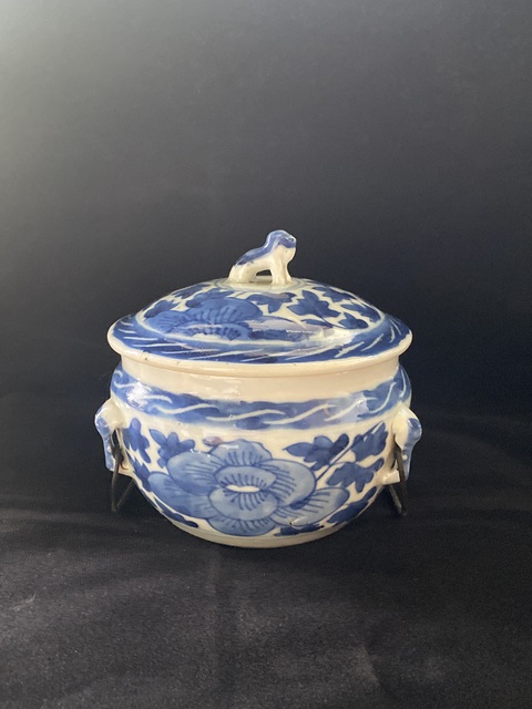 清道咸細(xì)路青花花卉紋青花四系粥罐拍賣，當(dāng)前價(jià)格5000元