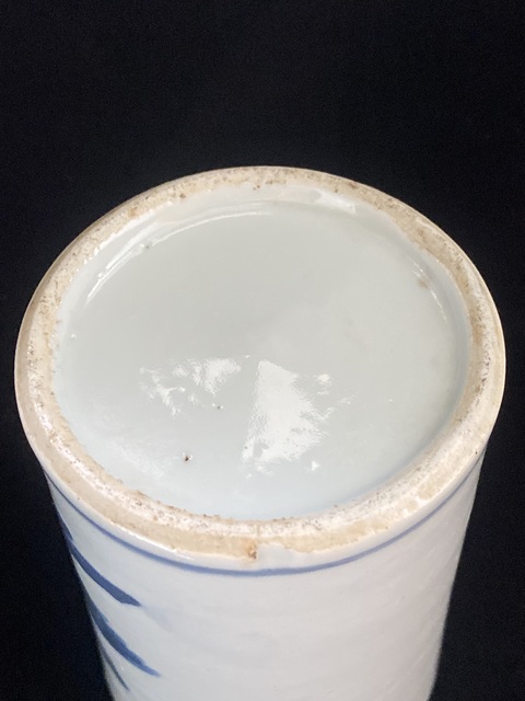 古玩陶瓷（虧出，不議價）清道咸山水紋青花筆筒拍賣，當前價格3600元