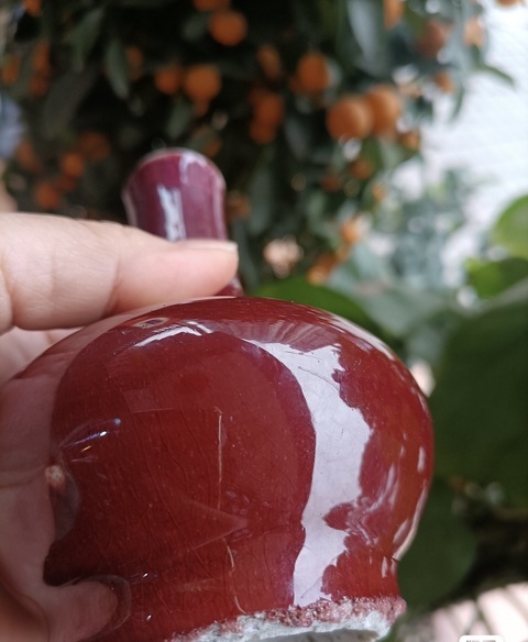 古玩陶瓷窯變紅釉荸薺瓶真品鑒賞圖