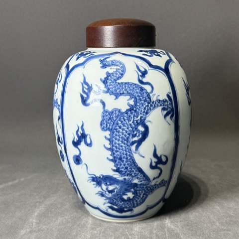 古玩陶瓷青花龍紋罐真品鑒賞圖