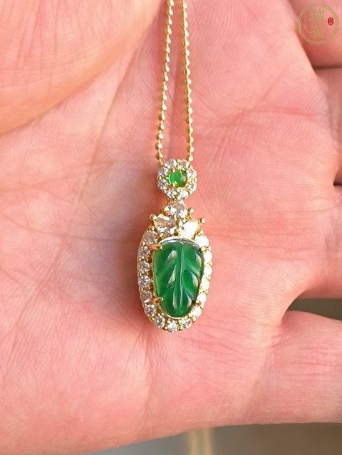 古玩玉器精品 鎦金鑲嵌帝王綠金枝玉葉翡翠吊墜 掛件（正冰種滿綠）拍賣，當前價格1980元