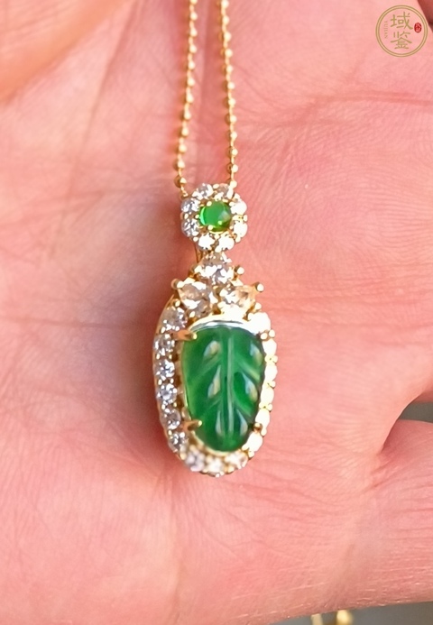 古玩玉器精品 鎦金鑲嵌帝王綠金枝玉葉翡翠吊墜 掛件（正冰種滿綠）拍賣，當前價格1980元