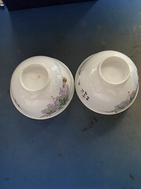 古玩陶瓷粉彩鴛鴦圖茶碗真品鑒賞圖