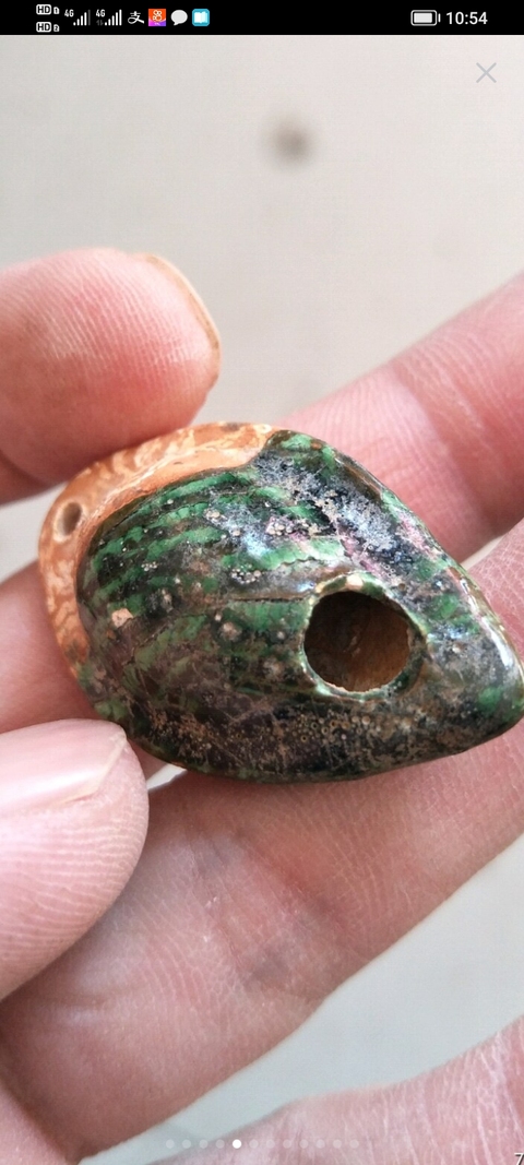 古玩陶瓷宋代絞胎綠釉哨子真品鑒賞圖