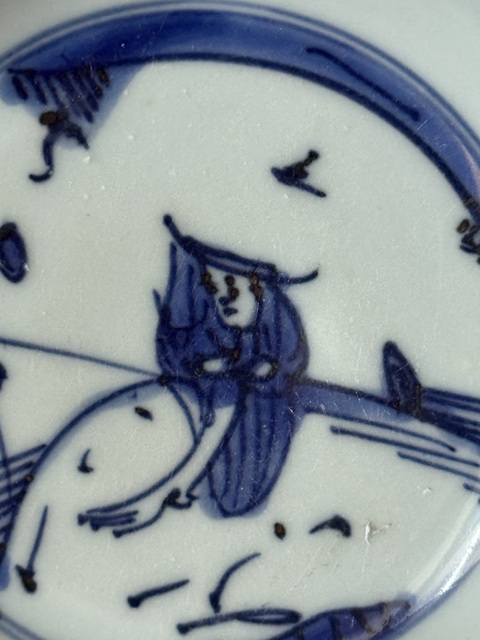 古玩陶瓷太公釣魚青花盤真品鑒賞圖