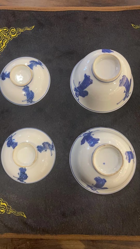 古玩陶瓷青花人物蓋碗真品鑒賞圖