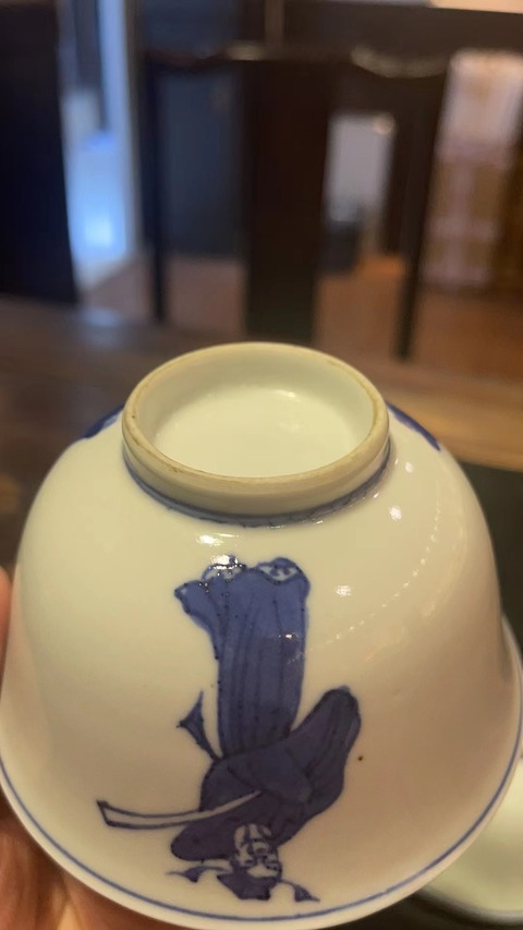 古玩陶瓷青花人物蓋碗真品鑒賞圖