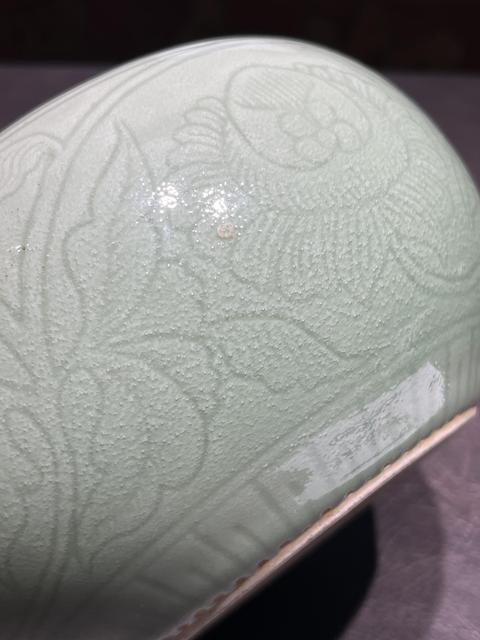 古玩陶瓷冬青釉刻花水洗真品鑒賞圖