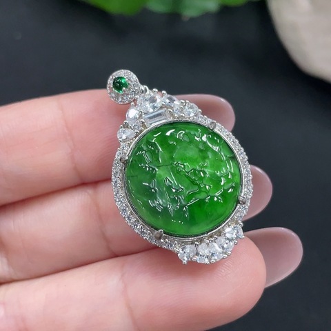 古玩玉器天然翡翠掛件真品鑒賞圖