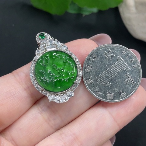 古玩玉器天然翡翠掛件真品鑒賞圖