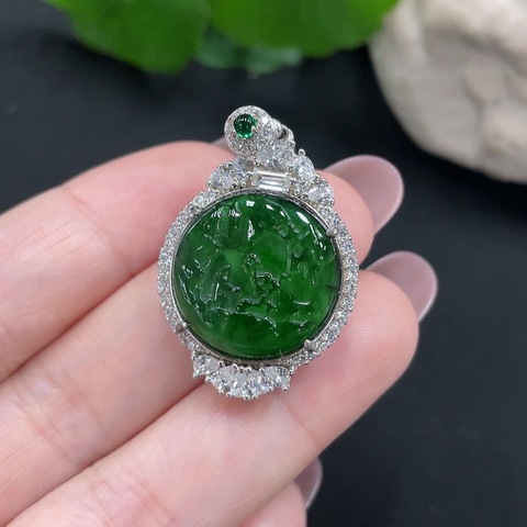 古玩玉器天然翡翠掛件真品鑒賞圖