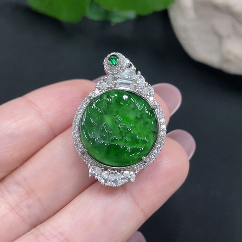古玩玉器天然翡翠掛件真品鑒賞圖