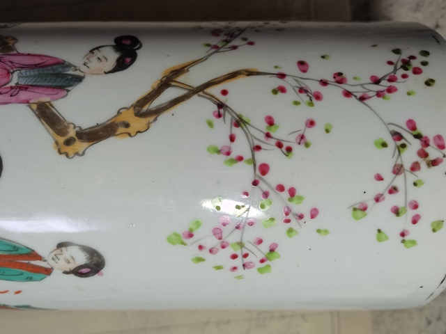 古玩陶瓷仕女紋粉彩帽筒拍賣，當前價格680元