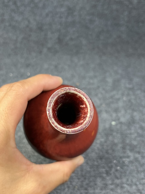 古玩陶瓷窯變紅釉賞瓶拍賣，當前價格9888元