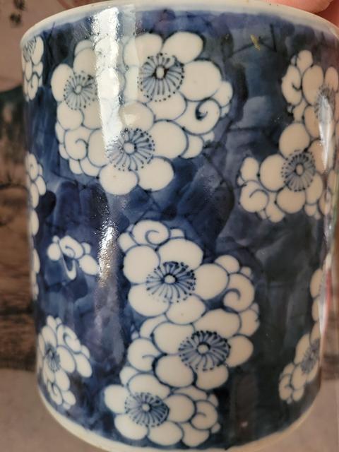 古玩陶瓷清中期?青花冰梅紋筆筒筆海拍賣,當前價格1200元