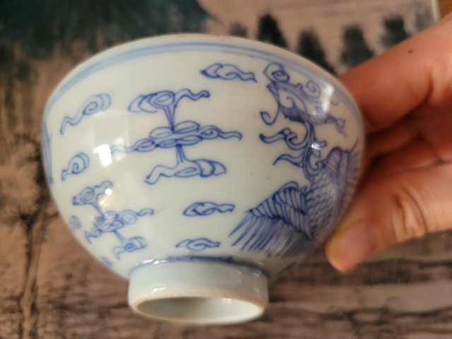古玩陶瓷雍正·青花淡描云鳳紋茶圓一對真品鑒賞圖