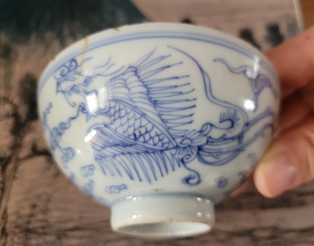 古玩陶瓷雍正·青花淡描云鳳紋茶圓一對真品鑒賞圖