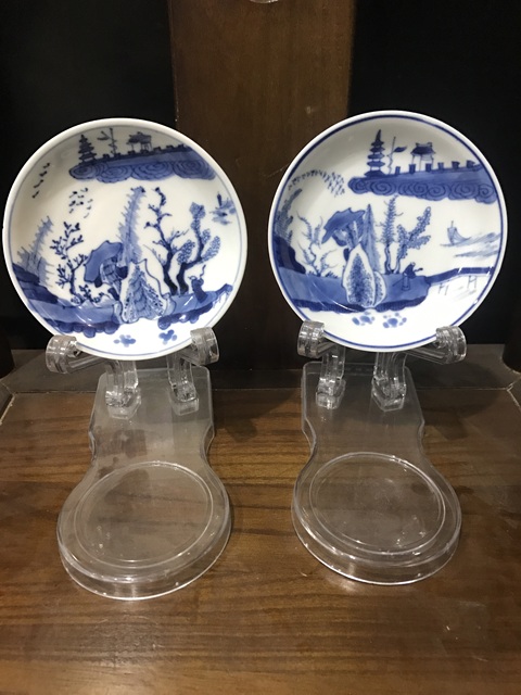 古玩陶瓷(精品賞碟)清·康熙·訪友圖·青花賞碟一對(duì)拍賣,當(dāng)前價(jià)格186元